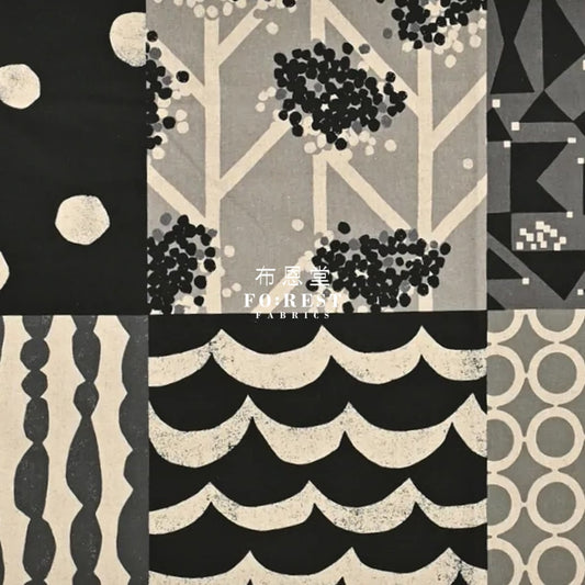 Echino - Cotton Linen Mingle Black Fabric Fabric