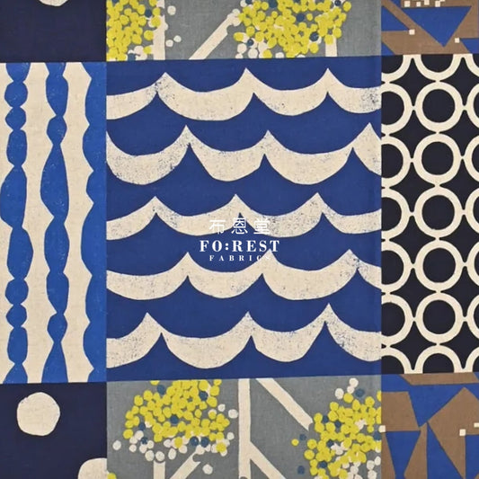 Echino - Cotton Linen Mingle Blue Fabric Fabric