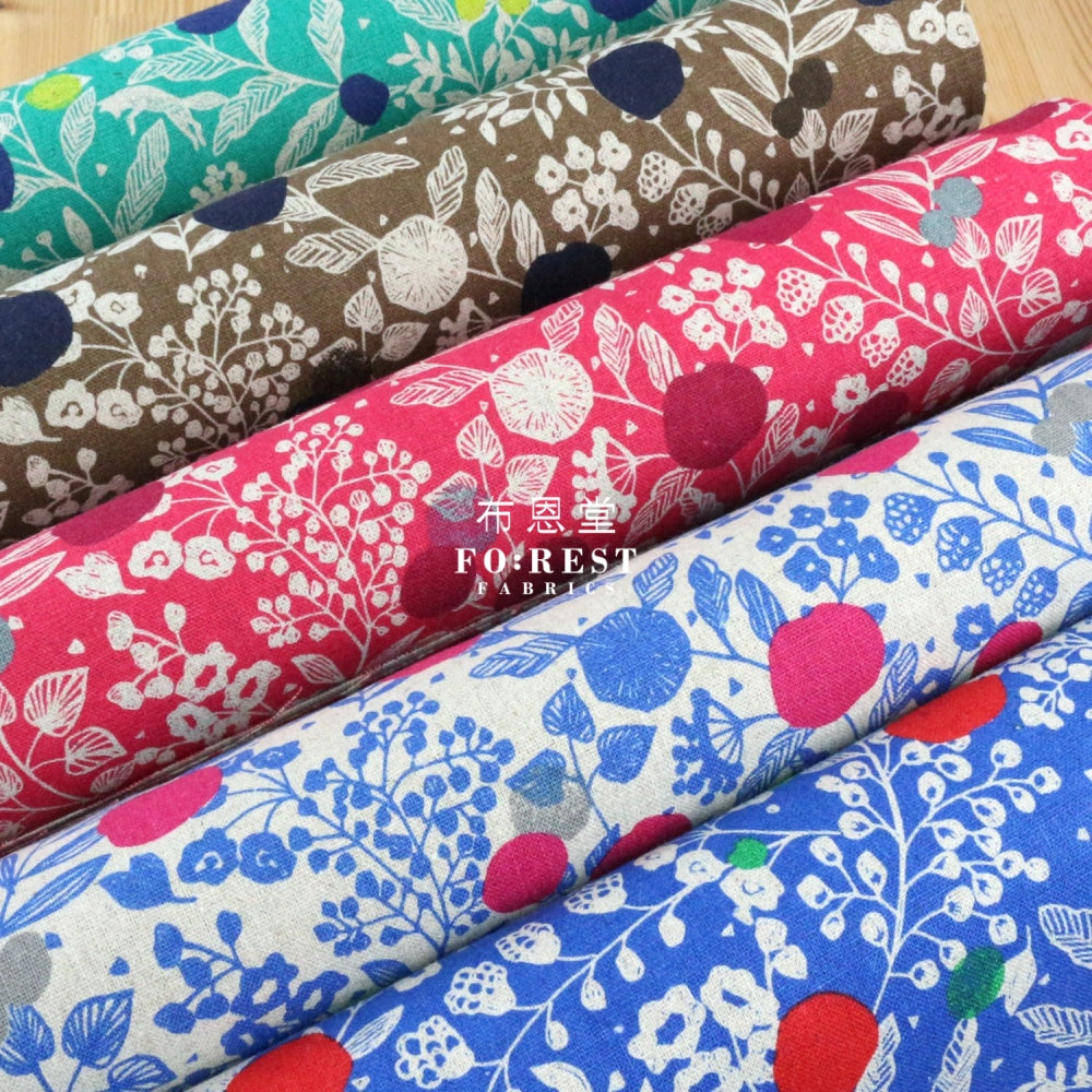 Echino - Cotton Linen Plum Green Fabric Fabric