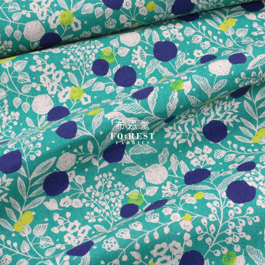 Echino - Cotton Linen Plum Green Fabric Fabric