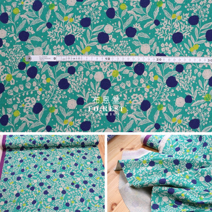 Echino - Cotton Linen Plum Green Fabric Fabric