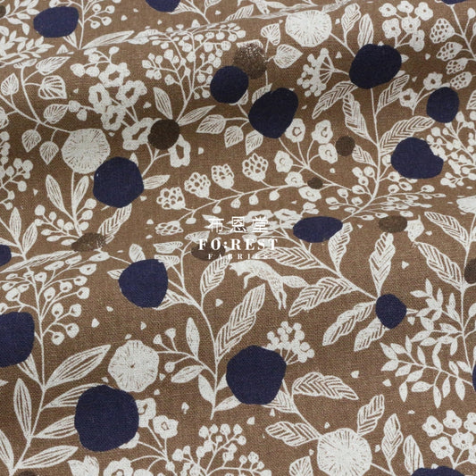 Echino - Cotton Linen Plum Khaki Fabric Fabric