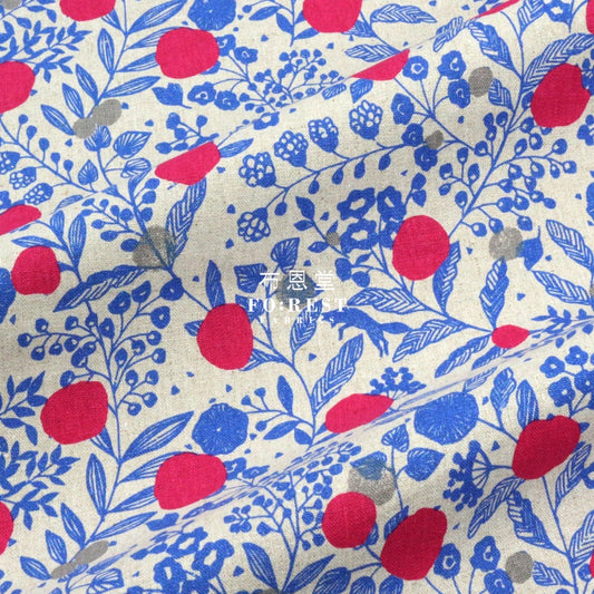Echino - Cotton Linen Plum Natural Fabric Fabric