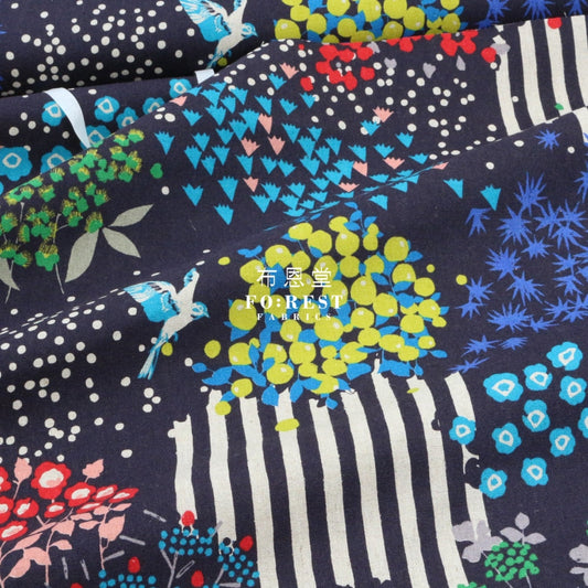 Echino - Cotton Linen View Navy Fabric Fabric