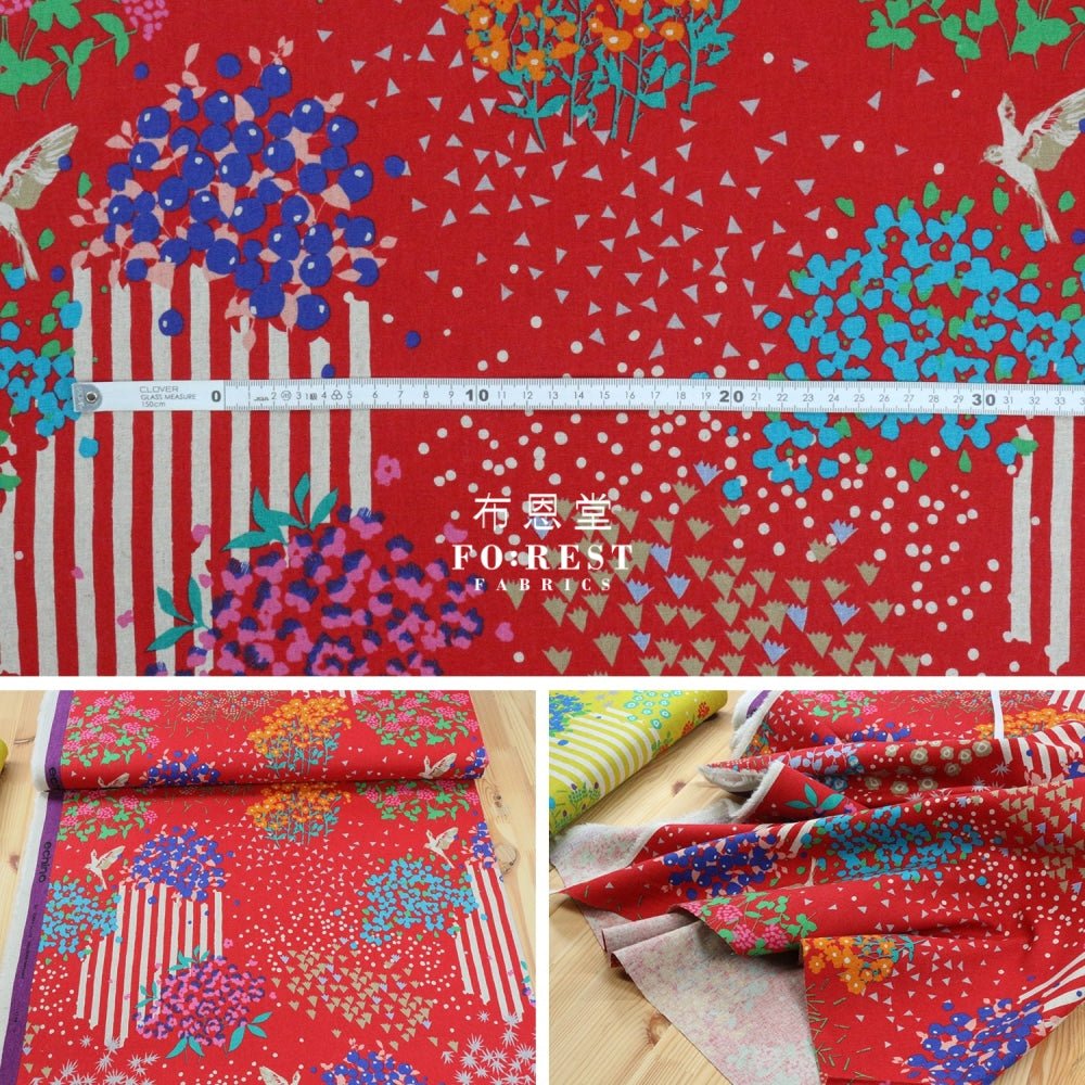 echino - cotton linen - View Red fabric - FO:REST Fabric 布恩堂Liberty fabrictana lawnjapanese fabricykk zipper
