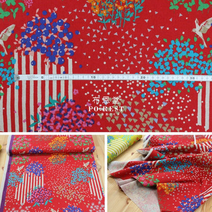echino - cotton linen - View Red fabric - FO:REST Fabric 布恩堂Liberty fabrictana lawnjapanese fabricykk zipper