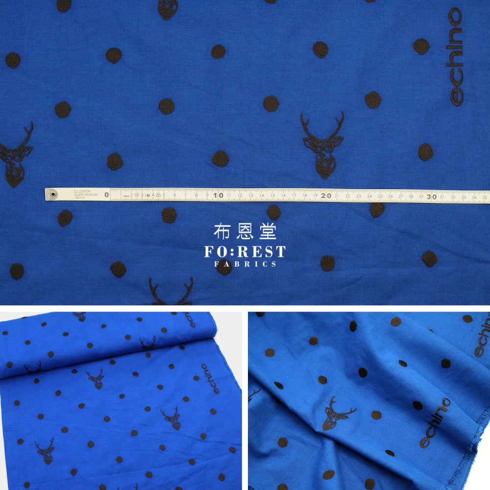 Echino - Embroidery Sambar Blue Fabric