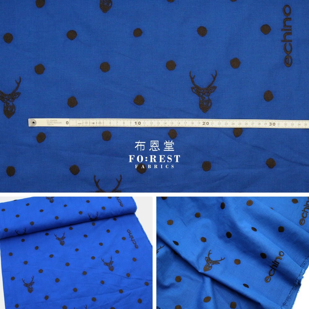 echino - embroidery - sambar Blue - FO:REST Fabric 布恩堂Liberty fabrictana lawnjapanese fabricykk zipper