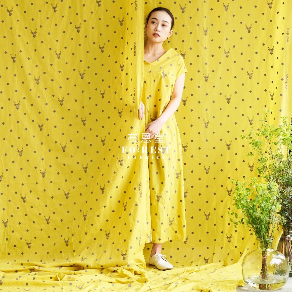 echino - embroidery - sambar Mustard - FO:REST Fabric 布恩堂Liberty fabrictana lawnjapanese fabricykk zipper