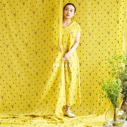 echino - embroidery - sambar Mustard - FO:REST Fabric 布恩堂Liberty fabrictana lawnjapanese fabricykk zipper