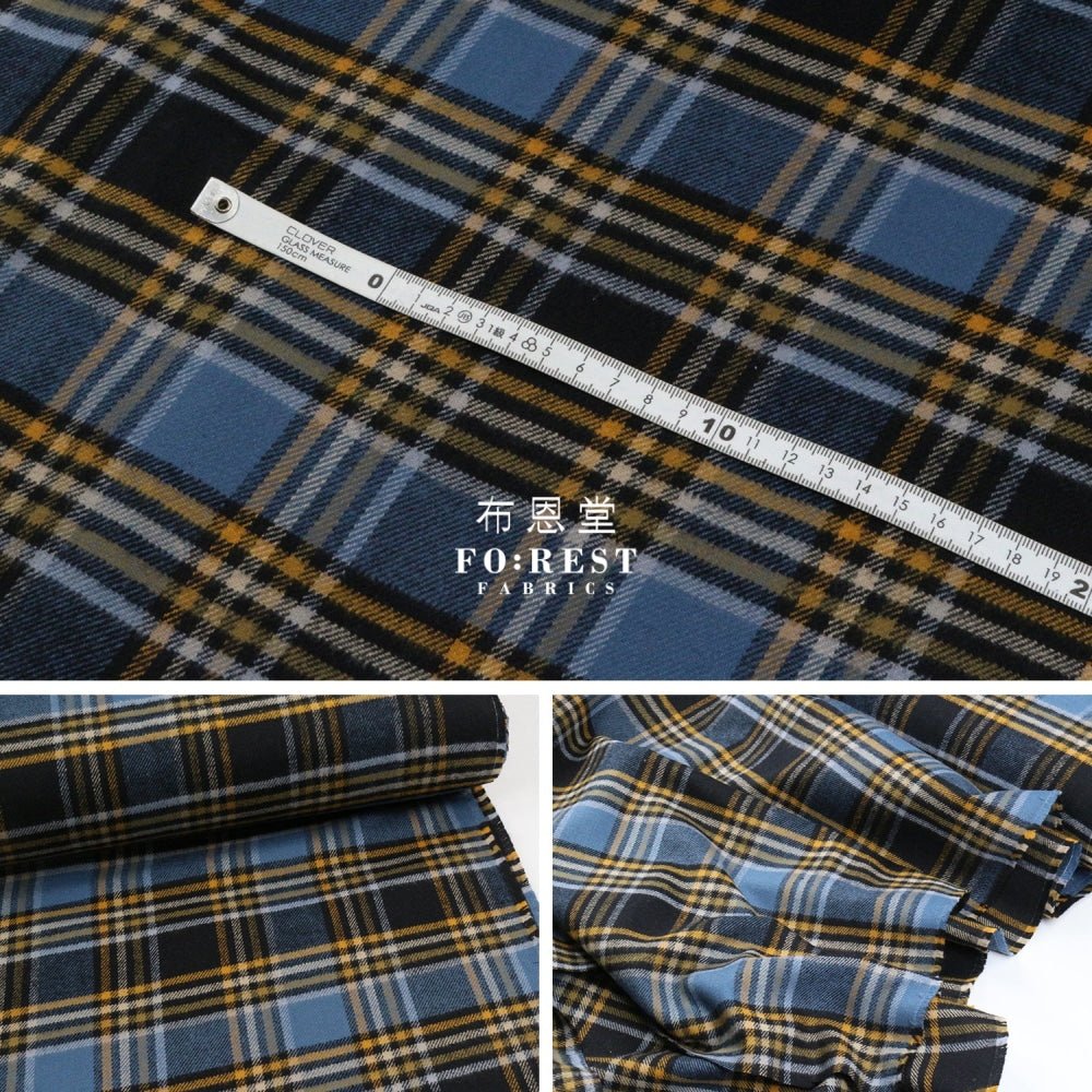 Flannel - BLUE JAY TARTAN 法籣絨 - FO:REST Fabric 布恩堂Liberty fabrictana lawnjapanese fabricykk zipper
