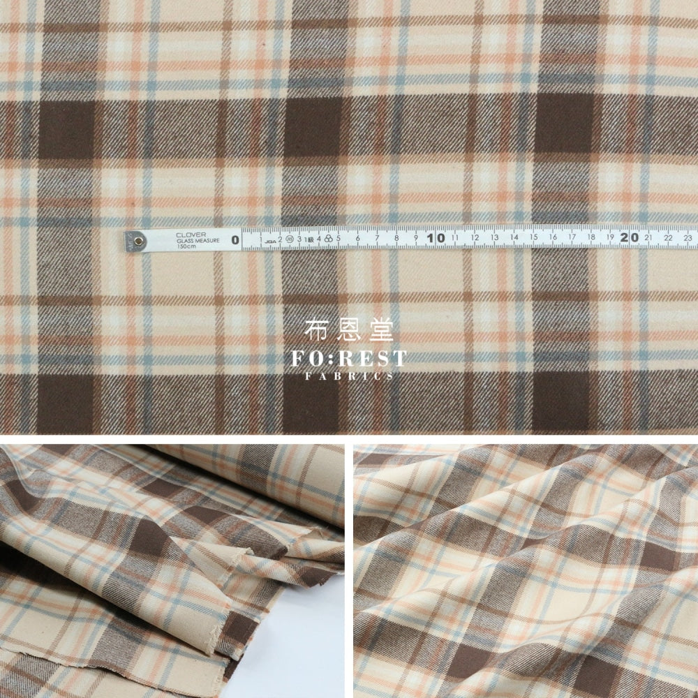 Flannel - Mushroom Tartan Cotton