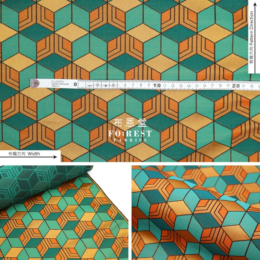 Gold Brocade - Big Japanese Tortoiseshell Fabric Polyester