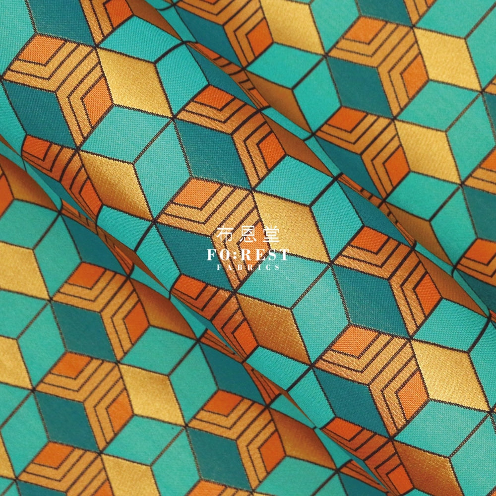 Gold Brocade - Big Japanese Tortoiseshell Fabric Polyester