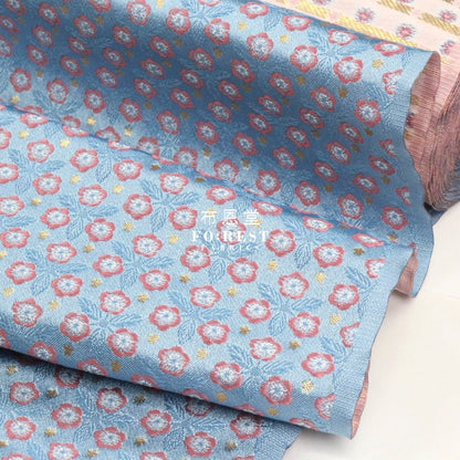 Gold Brocade - Bloom Flower fabric Blue - FO:REST Fabric 布恩堂Liberty fabrictana lawnjapanese fabricykk zipper