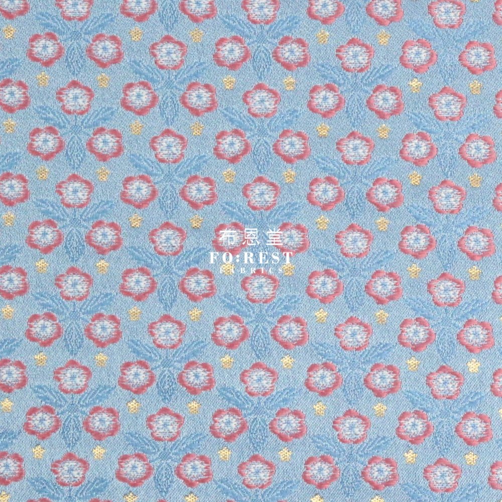 Gold Brocade - Bloom Flower fabric Blue - FO:REST Fabric 布恩堂Liberty fabrictana lawnjapanese fabricykk zipper