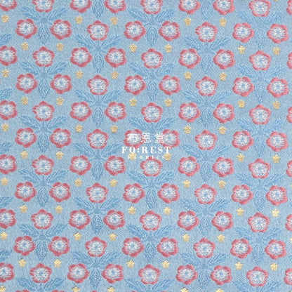 Gold Brocade - Bloom Flower fabric Blue - FO:REST Fabric 布恩堂Liberty fabrictana lawnjapanese fabricykk zipper