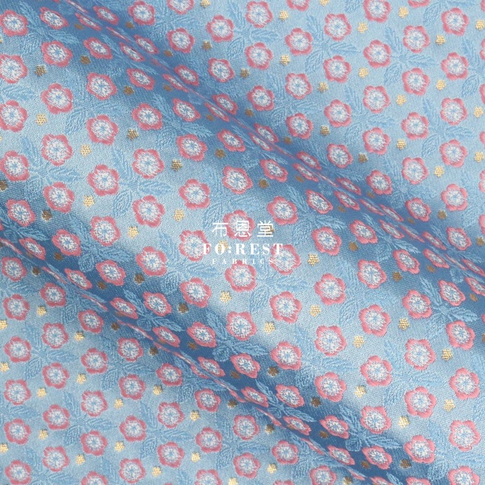 Gold Brocade - Bloom Flower fabric Blue - FO:REST Fabric 布恩堂Liberty fabrictana lawnjapanese fabricykk zipper