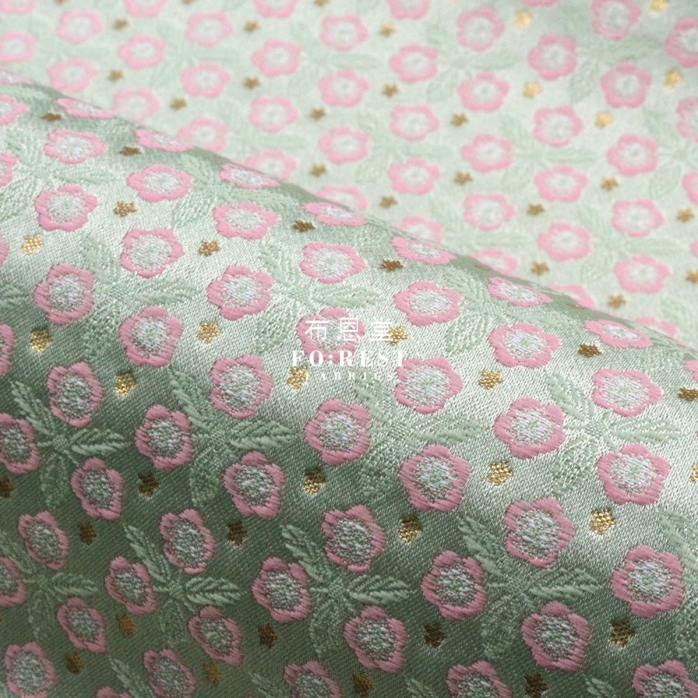 Gold Brocade - Bloom Flower fabric Light Green - FO:REST Fabric 布恩堂Liberty fabrictana lawnjapanese fabricykk zipper