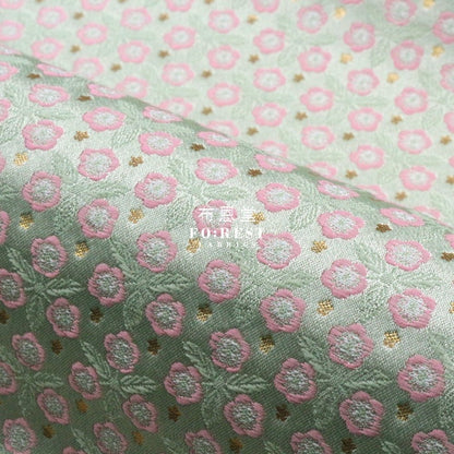 Gold Brocade - Bloom Flower fabric Light Green - FO:REST Fabric 布恩堂Liberty fabrictana lawnjapanese fabricykk zipper