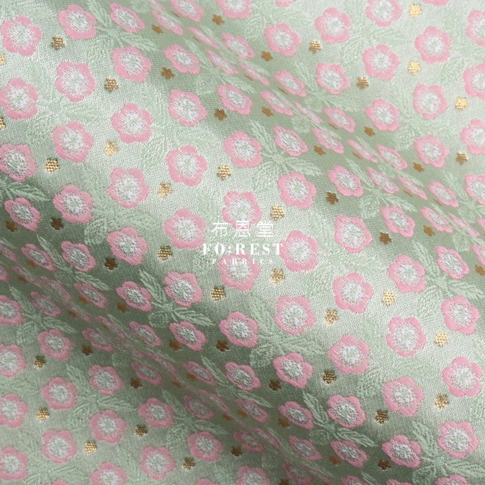 Gold Brocade - Bloom Flower fabric Light Green - FO:REST Fabric 布恩堂Liberty fabrictana lawnjapanese fabricykk zipper