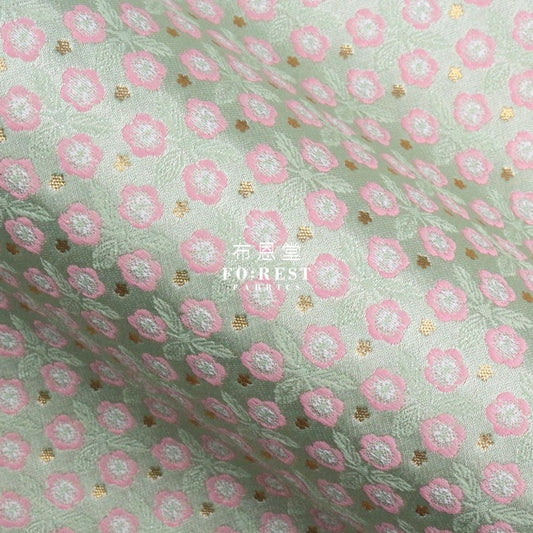 Gold Brocade - Bloom Flower fabric Light Green - FO:REST Fabric 布恩堂Liberty fabrictana lawnjapanese fabricykk zipper