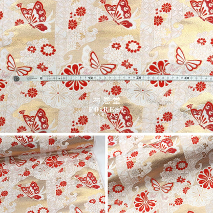 Gold Brocade - Butterfly Fabric Icered Polyester