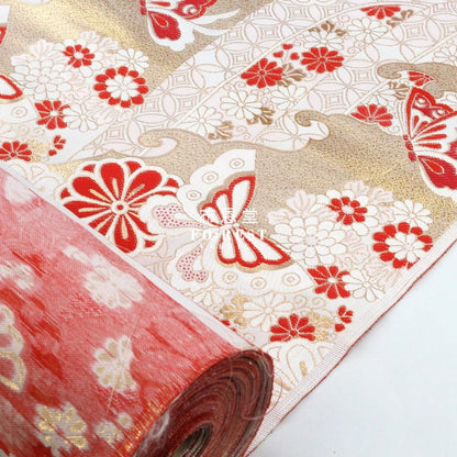 Gold Brocade - Butterfly fabric IceRed - FO:REST Fabric 布恩堂Liberty fabrictana lawnjapanese fabricykk zipper