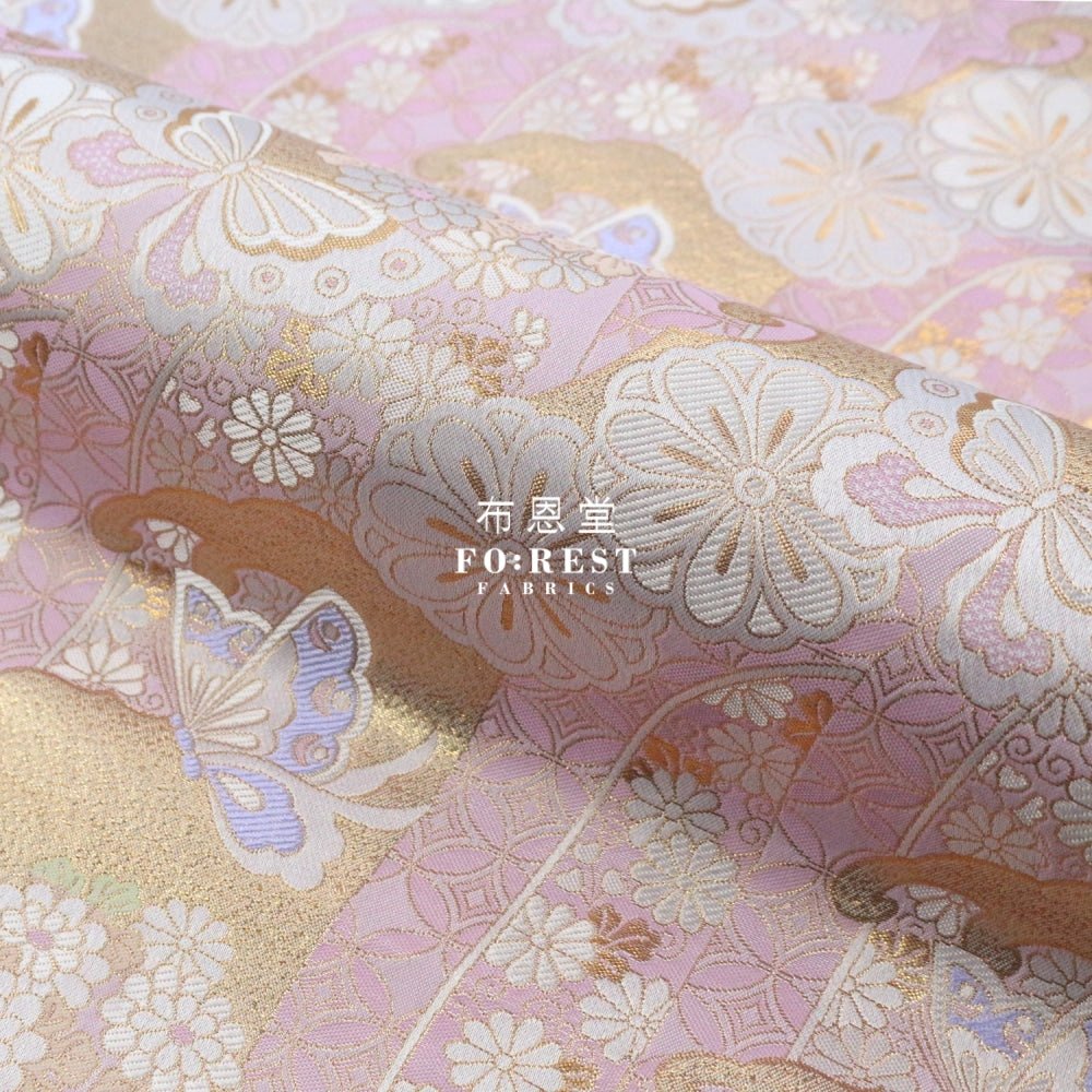 Gold Brocade - Butterfly fabric Light Pink - FO:REST Fabric 布恩堂Liberty fabrictana lawnjapanese fabricykk zipper