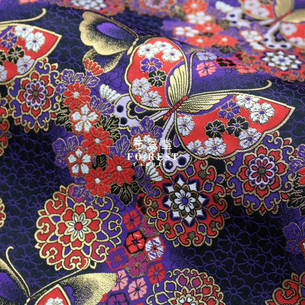 Gold Brocade - Butterfly fabric LightPurple - FO:REST Fabric 布恩堂Liberty fabrictana lawnjapanese fabricykk zipper