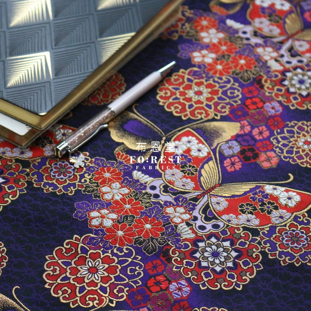 Gold Brocade - Butterfly fabric LightPurple - FO:REST Fabric 布恩堂Liberty fabrictana lawnjapanese fabricykk zipper