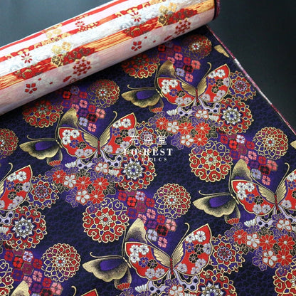 Gold Brocade - Butterfly fabric LightPurple - FO:REST Fabric 布恩堂Liberty fabrictana lawnjapanese fabricykk zipper