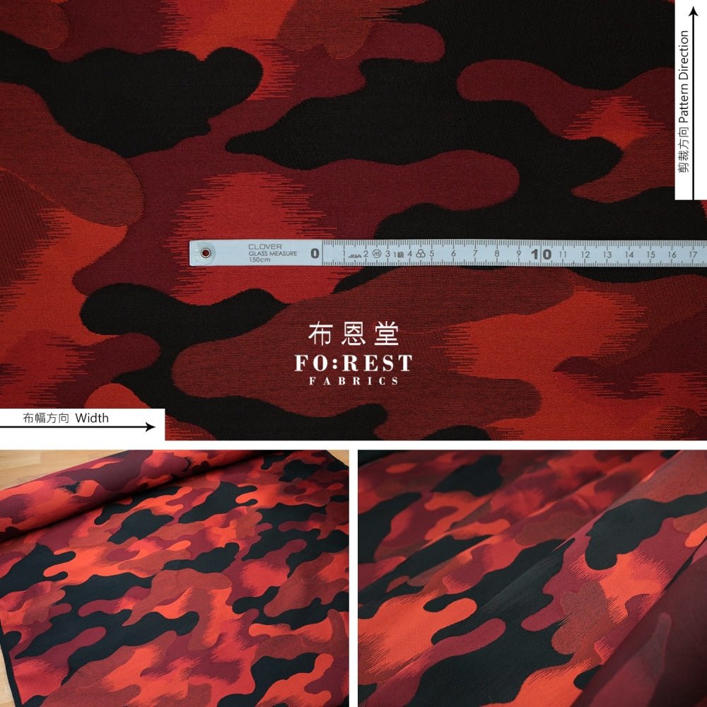 Gold Brocade - Camouflage fabric WINE - FO:REST Fabric 布恩堂Liberty fabrictana lawnjapanese fabricykk zipper
