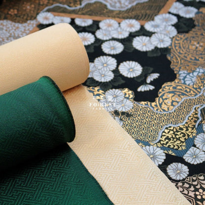 Gold Brocade - Chrysanthemum 九華菊 fabric BLACK - FO:REST Fabric 布恩堂Liberty fabrictana lawnjapanese fabricykk zipper