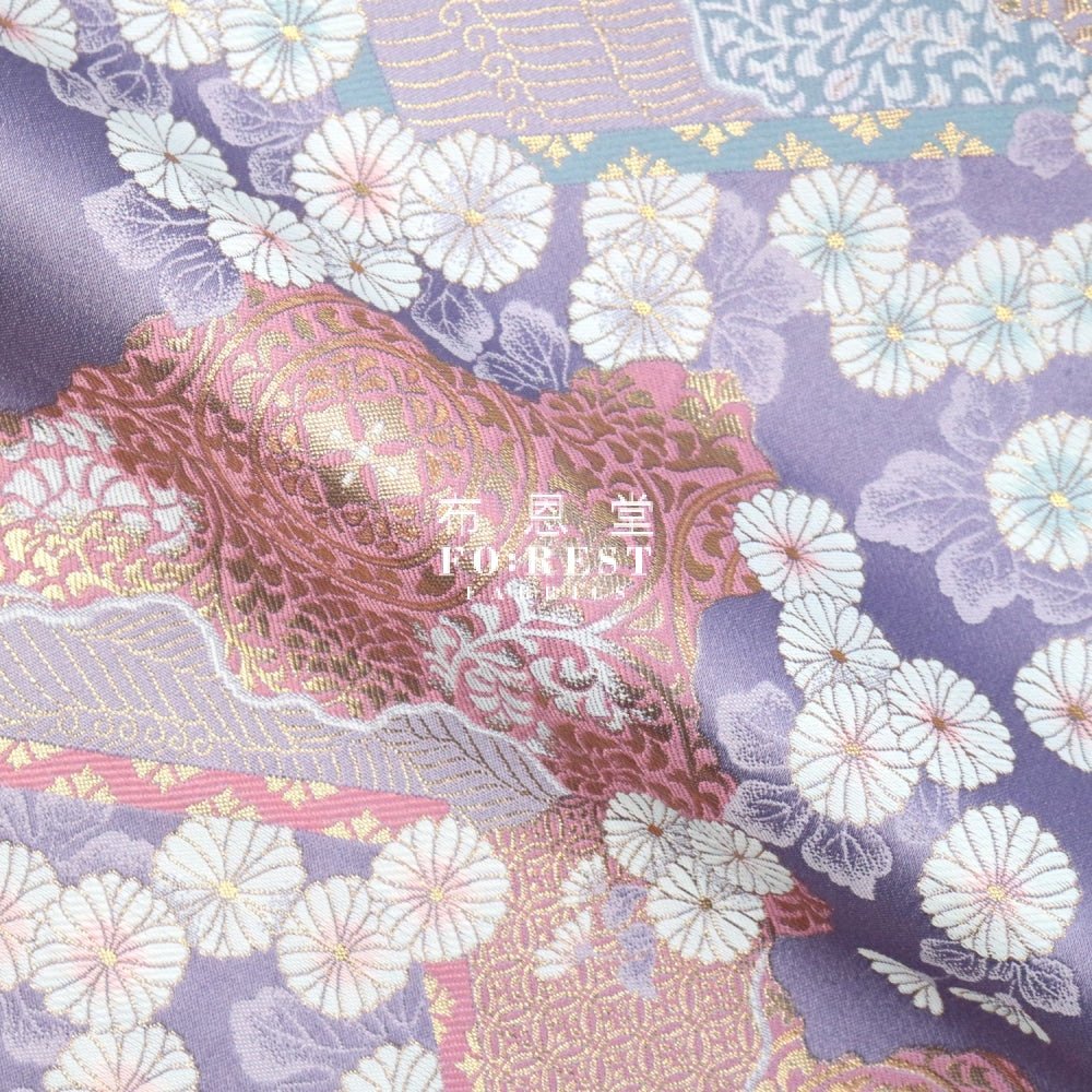 Gold Brocade - Chrysanthemum 九華菊 fabric L.PURPLE - FO:REST Fabric 布恩堂Liberty fabrictana lawnjapanese fabricykk zipper