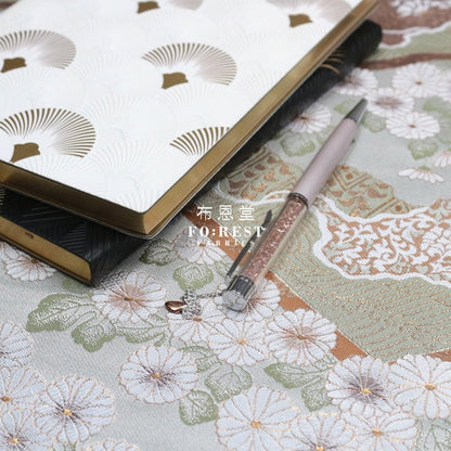 Gold Brocade - Chrysanthemum 九華菊 fabric LT.GREEN - FO:REST Fabric 布恩堂Liberty fabrictana lawnjapanese fabricykk zipper