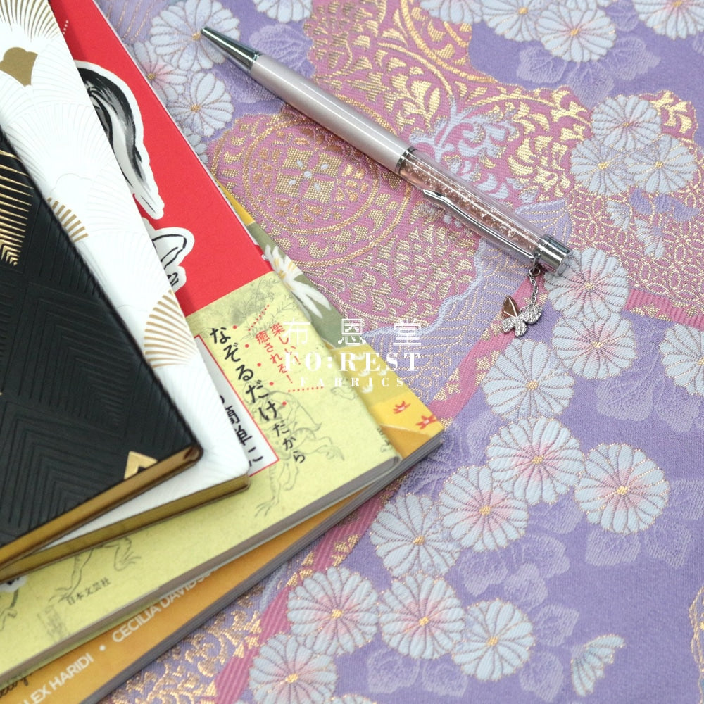 Gold Brocade - Chrysanthemum Fabric L.purple Polyester