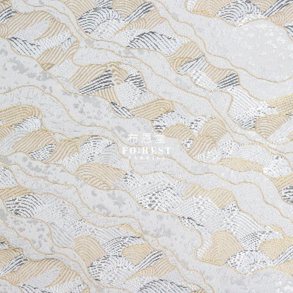 Gold Brocade - Cloud Wave flower fabric white - FO:REST Fabric 布恩堂Liberty fabrictana lawnjapanese fabricykk zipper