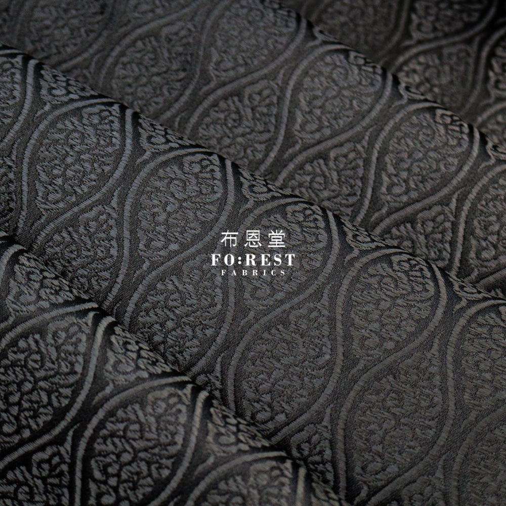 Gold Brocade - Cloud Fabric Black Polyester