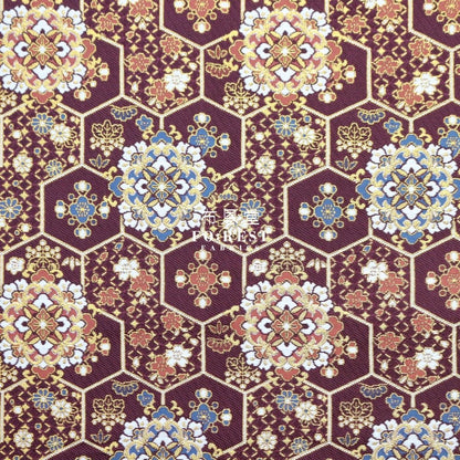 Gold Brocade - Crown flower fabric Wine - FO:REST Fabric 布恩堂Liberty fabrictana lawnjapanese fabricykk zipper