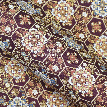 Gold Brocade - Crown flower fabric Wine - FO:REST Fabric 布恩堂Liberty fabrictana lawnjapanese fabricykk zipper