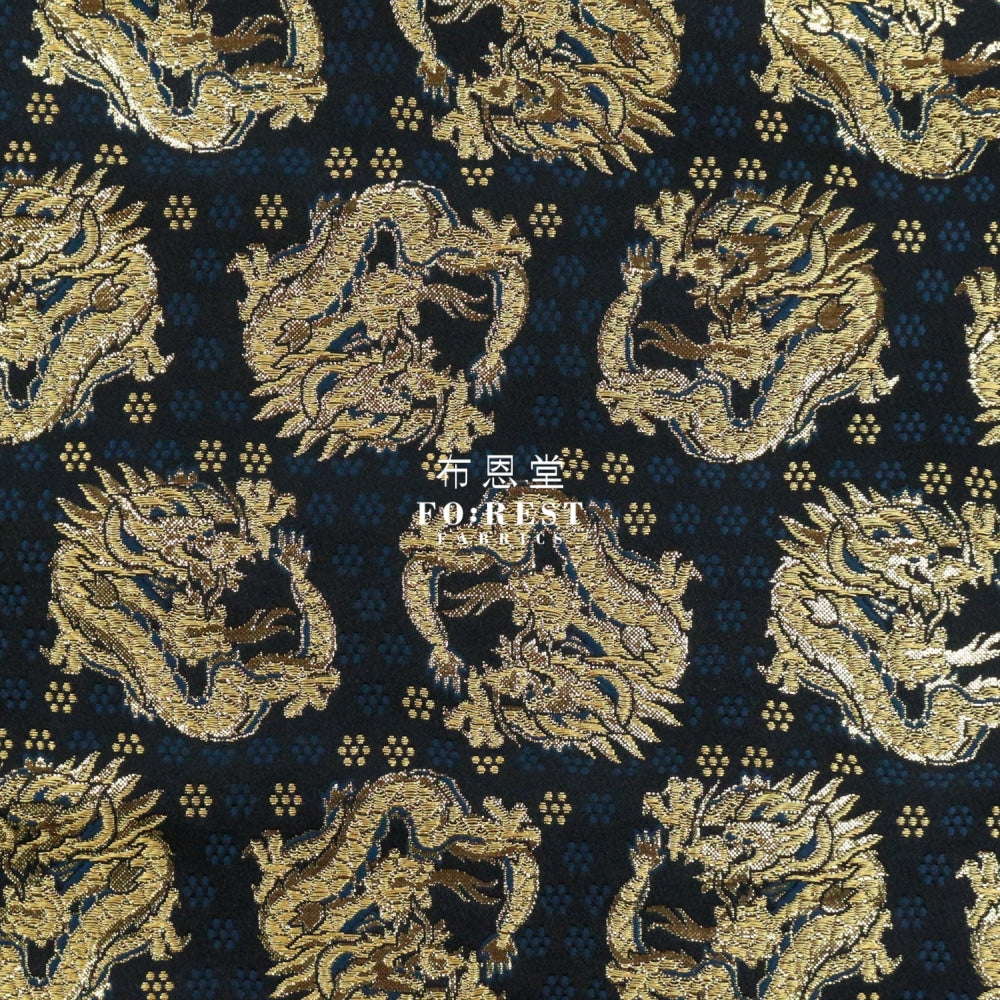 Gold Brocade - Dragon Fabric Blackgold Polyester