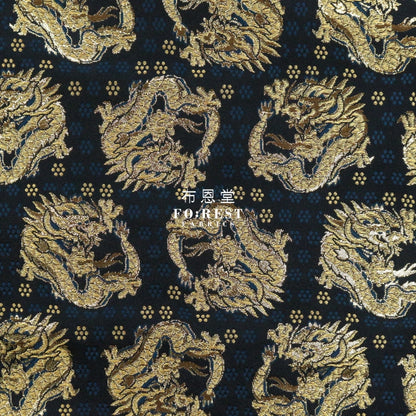 Gold Brocade - Dragon Fabric Blackgold Polyester