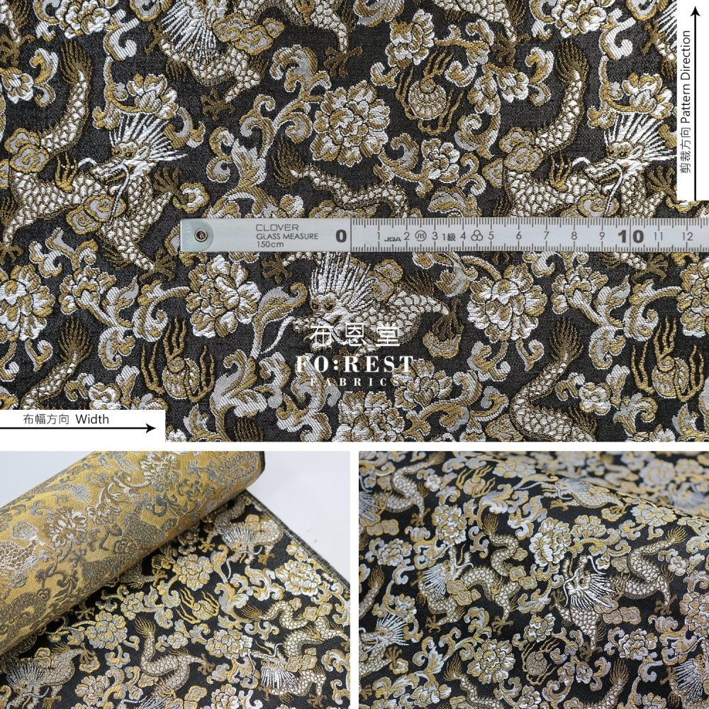 Gold Brocade - Dragon fabric Yellow - FO:REST Fabric 布恩堂Liberty fabrictana lawnjapanese fabricykk zipper