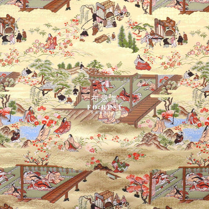 Gold Brocade - 源氏物語 fabric 4 - FO:REST Fabric 布恩堂Liberty fabrictana lawnjapanese fabricykk zipper
