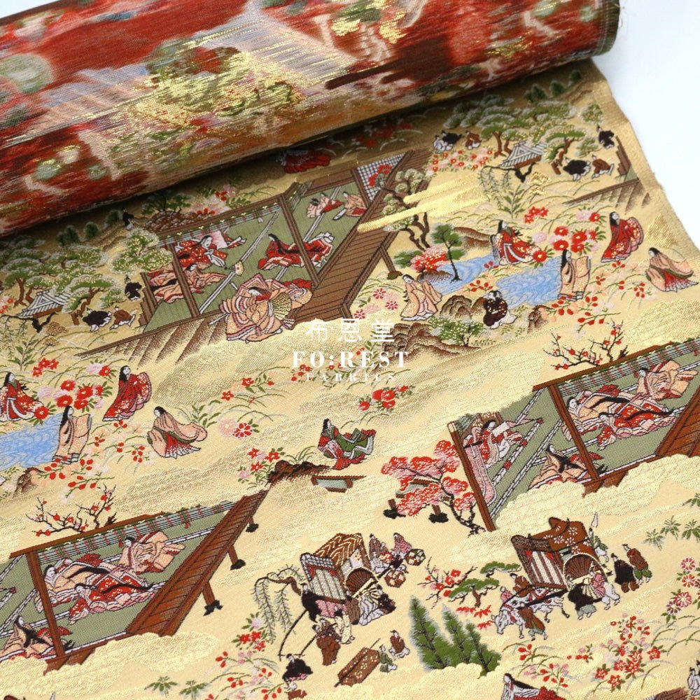 Gold Brocade - 源氏物語 fabric 4 - FO:REST Fabric 布恩堂Liberty fabrictana lawnjapanese fabricykk zipper