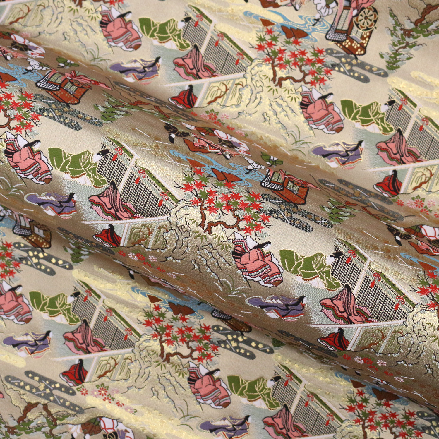 Gold Brocade - 源氏物語 fabric 6 - FO:REST Fabric 布恩堂Liberty fabrictana lawnjapanese fabricykk zipper