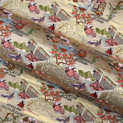 Gold Brocade - 源氏物語 fabric 6 - FO:REST Fabric 布恩堂Liberty fabrictana lawnjapanese fabricykk zipper