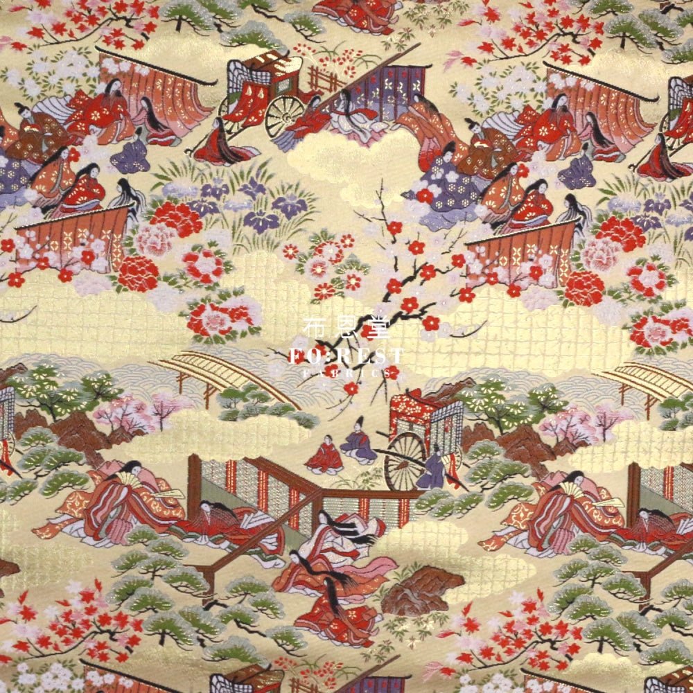 Gold Brocade - 源氏物語 fabric 7 - FO:REST Fabric 布恩堂Liberty fabrictana lawnjapanese fabricykk zipper
