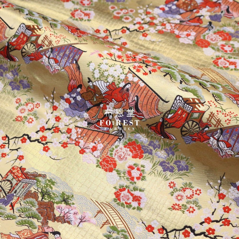 Gold Brocade - 源氏物語 fabric 7 - FO:REST Fabric 布恩堂Liberty fabrictana lawnjapanese fabricykk zipper